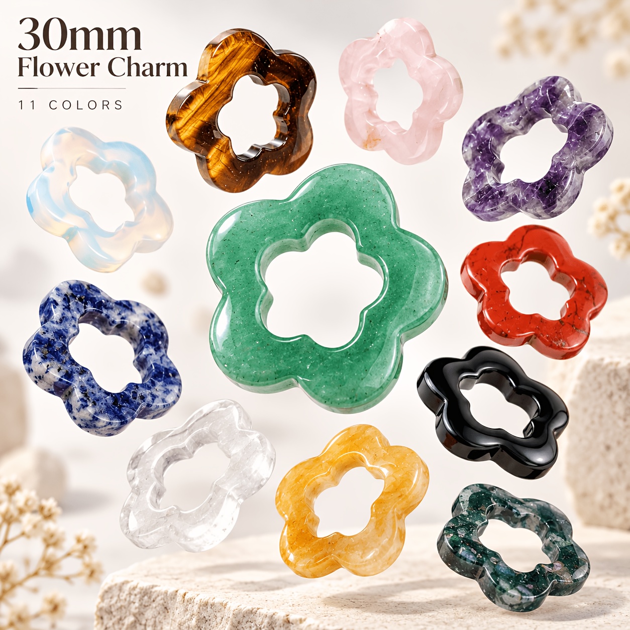 30Mm Hollow Flower Charm Pendant for Jewellery Making